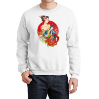 Geisha Girl Katana Sword And Tattoo Of Dragon Japanese T Shirt Crewneck Sweatshirt | Artistshot