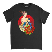 Geisha Girl Katana Sword And Tattoo Of Dragon Japanese T Shirt Classic T-shirt | Artistshot