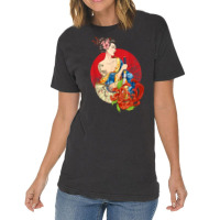 Geisha Girl Katana Sword And Tattoo Of Dragon Japanese T Shirt Vintage T-shirt | Artistshot