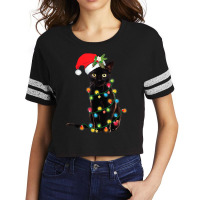 Cat Santa Black Cat Up In Christmas Tree Lights Holiday35 Scorecard Crop Tee | Artistshot