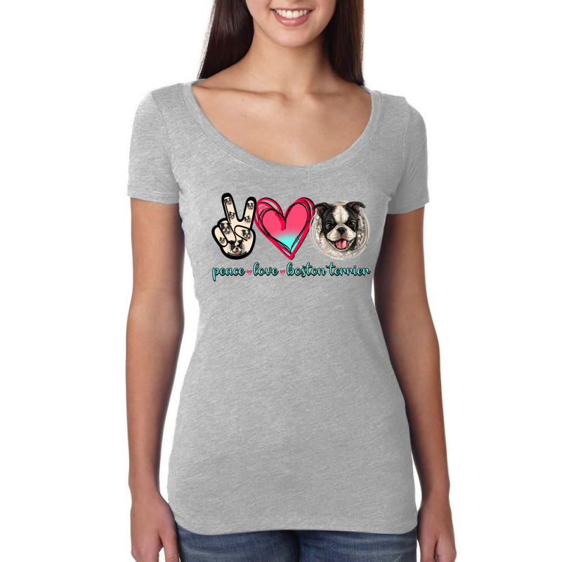 Peace Love Boston Terrier Women's Triblend Scoop T-shirt by Jasminsmagicworld | Artistshot