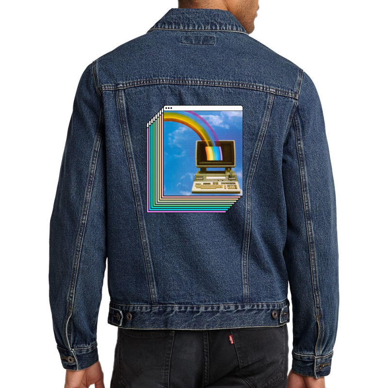 Vaporwave Aesthetic Compter Design Men Denim Jacket | Artistshot