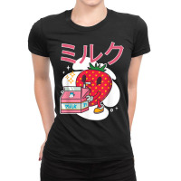 Retro 90's Japanese Kawaii Strawberry Milk Milkshake Carton T Shirt Ladies Fitted T-shirt | Artistshot