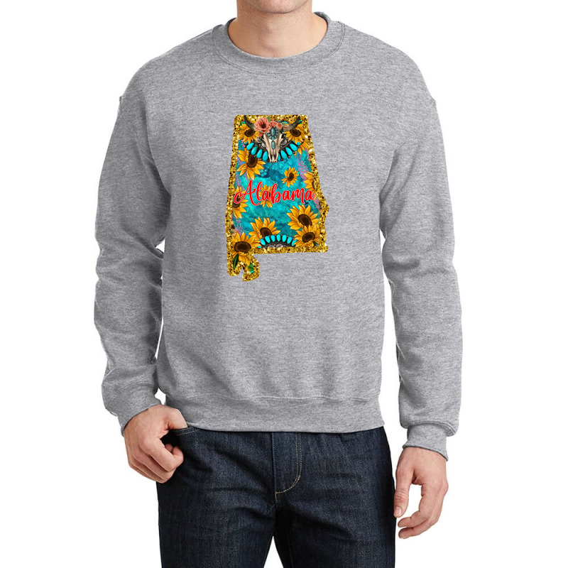 Sunflower Alabama Map Crewneck Sweatshirt | Artistshot