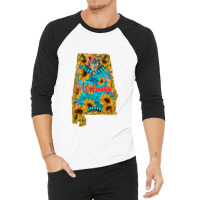 Sunflower Alabama Map 3/4 Sleeve Shirt | Artistshot