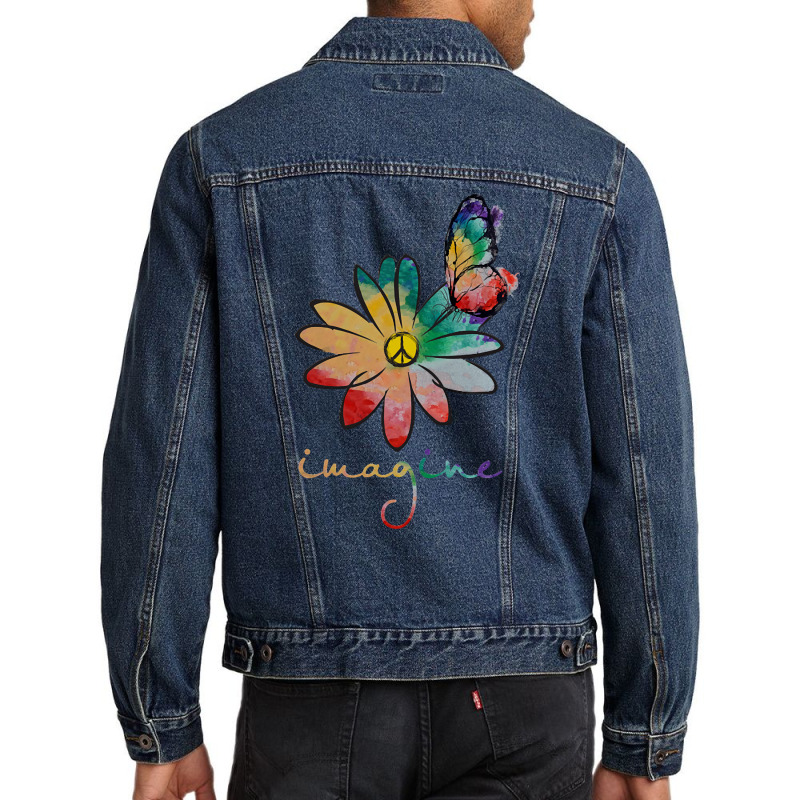 Imagine Hippie Flower T  Shirt Imagine Hippie Flower T  Shirt T  Shirt Men Denim Jacket by raftdesign | Artistshot