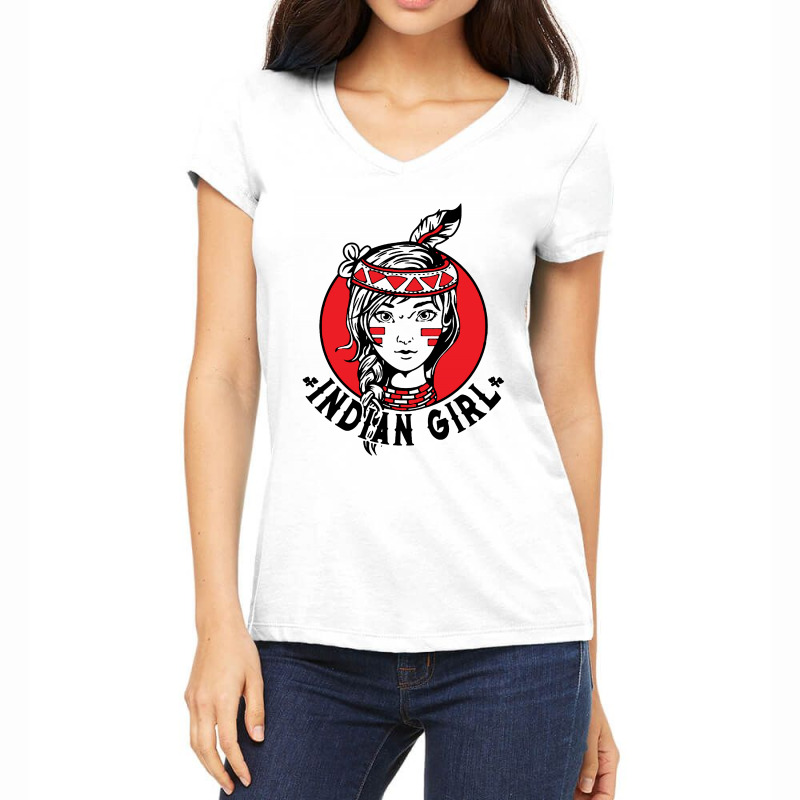 Indian Girl Women's V-Neck T-Shirt by jasmine Tees | Artistshot