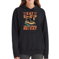 Pontoon Boat Sleep Eat Repeat Tritoon Boat Lovers Idea 10 Boat Boating Vintage Hoodie | Artistshot