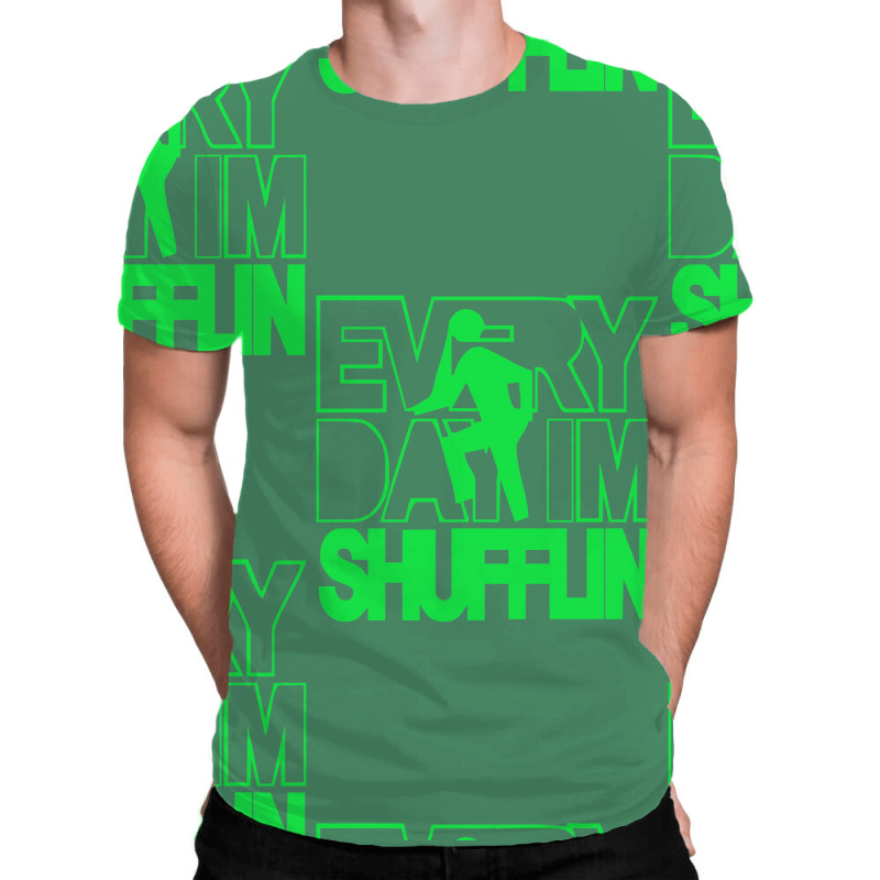 EVERYDAY I'M SHUFFLIN BLACK T-SHIRT with GREEN S-XXL