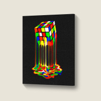 Rainbow Abstraction Melted Rubiks Cube Portrait Canvas Print | Artistshot