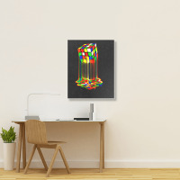 Rainbow Abstraction Melted Rubiks Cube Portrait Canvas Print | Artistshot