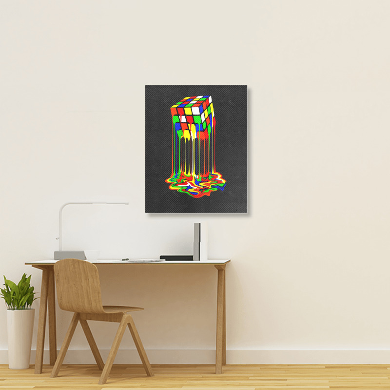 Rainbow Abstraction Melted Rubiks Cube Portrait Canvas Print | Artistshot