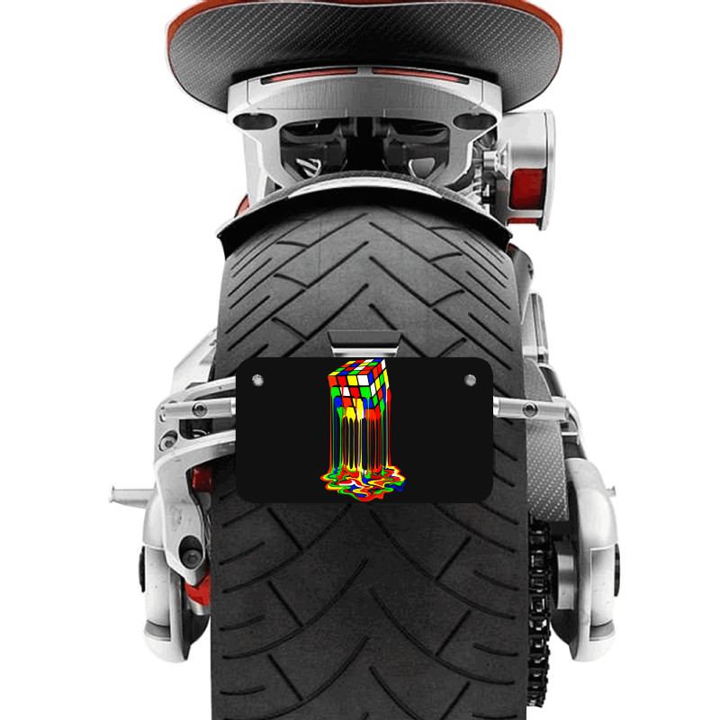 Rainbow Abstraction Melted Rubiks Cube Motorcycle License Plate | Artistshot