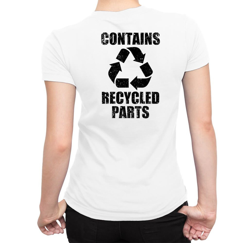 Contains Recycling Parts Heart Black Ladies Fitted T-Shirt by camiloska | Artistshot