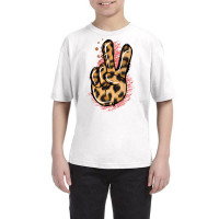 Pink Glitter Leopard Peace Sign Youth Tee | Artistshot