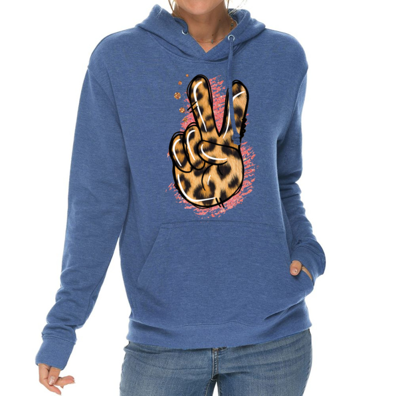 Pink Glitter Leopard Peace Sign Lightweight Hoodie | Artistshot