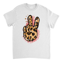 Pink Glitter Leopard Peace Sign Classic T-shirt | Artistshot