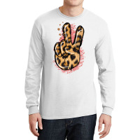 Pink Glitter Leopard Peace Sign Long Sleeve Shirts | Artistshot