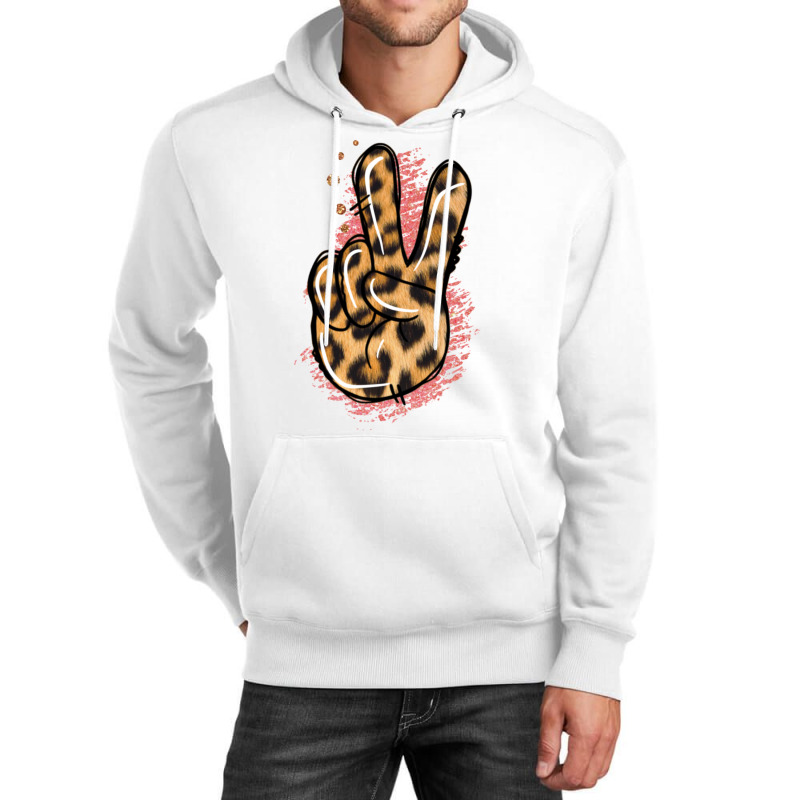 Pink Glitter Leopard Peace Sign Unisex Hoodie | Artistshot