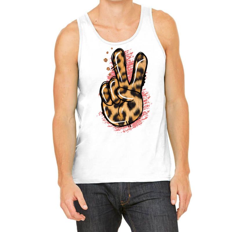 Pink Glitter Leopard Peace Sign Tank Top | Artistshot