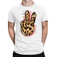 Pink Glitter Leopard Peace Sign T-shirt | Artistshot