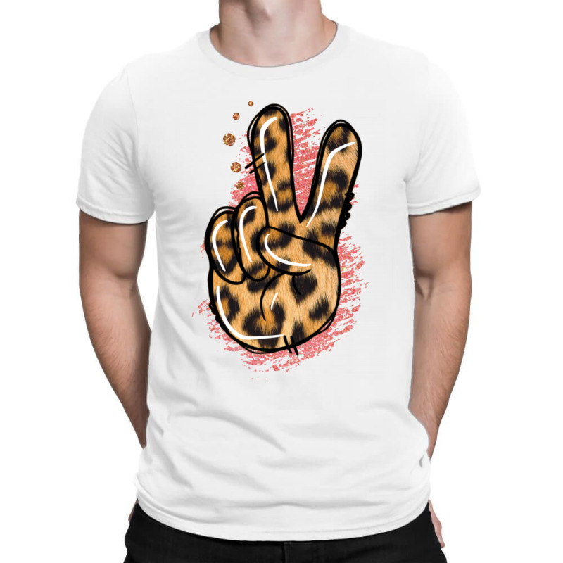 Pink Glitter Leopard Peace Sign T-shirt | Artistshot