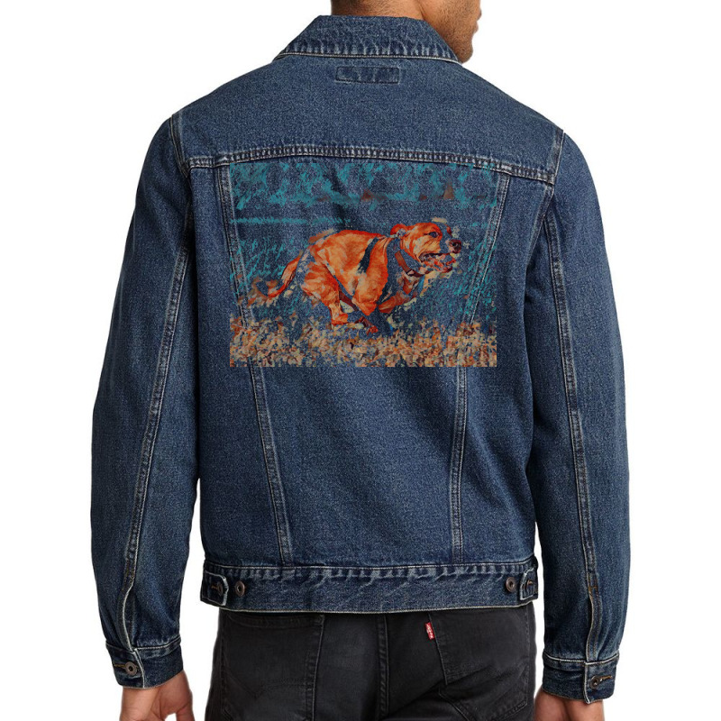 Pitbull T  Shirt Running Pittie Dog In Cartoon Art Photo Abstract T  S Men Denim Jacket by jortiz790 | Artistshot