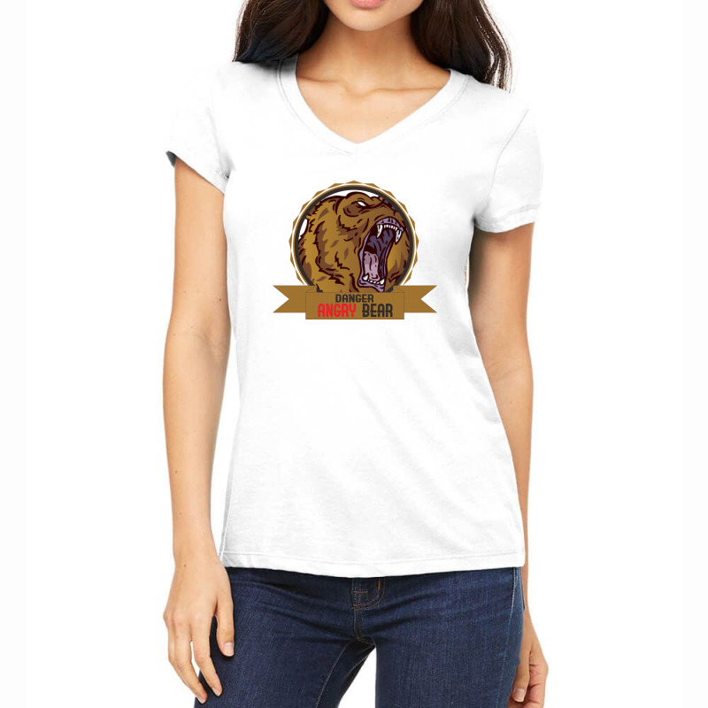 Danger Angry Bear Women's V-Neck T-Shirt by gondotindo | Artistshot