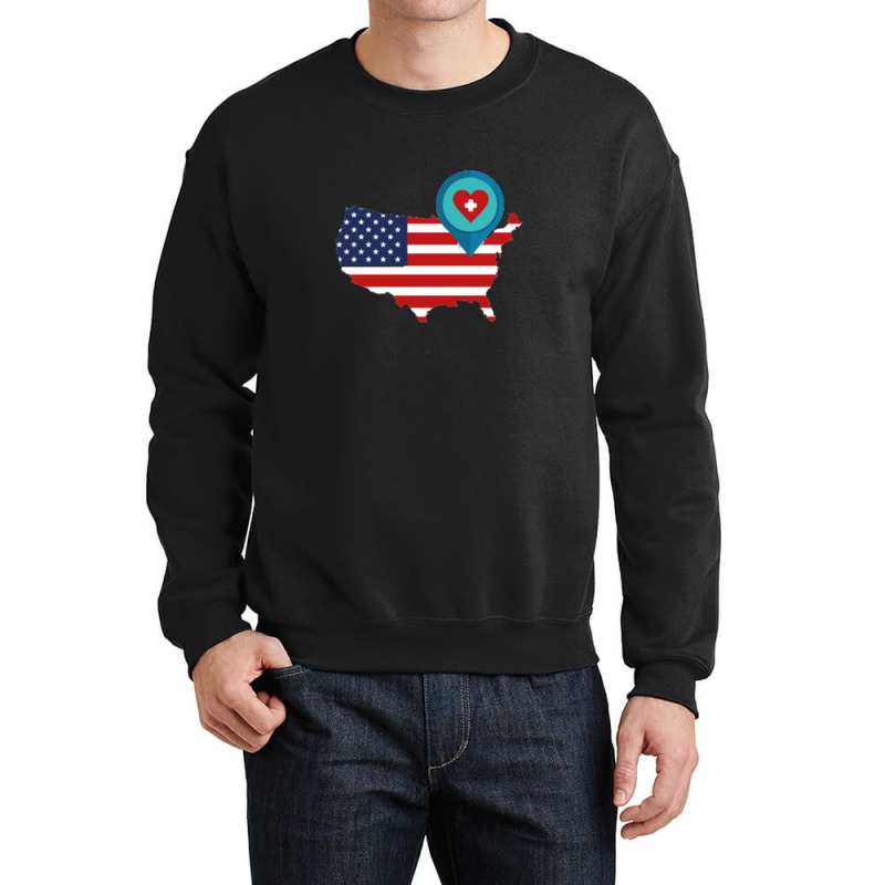 Map Route Destination America, Crewneck Sweatshirt by coşkun | Artistshot