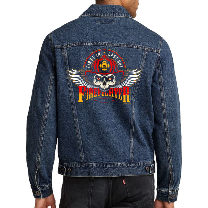 Motorcycle Firefighter Rescue Skull Motorcycle Custom Men Denim Jacket | Artistshot