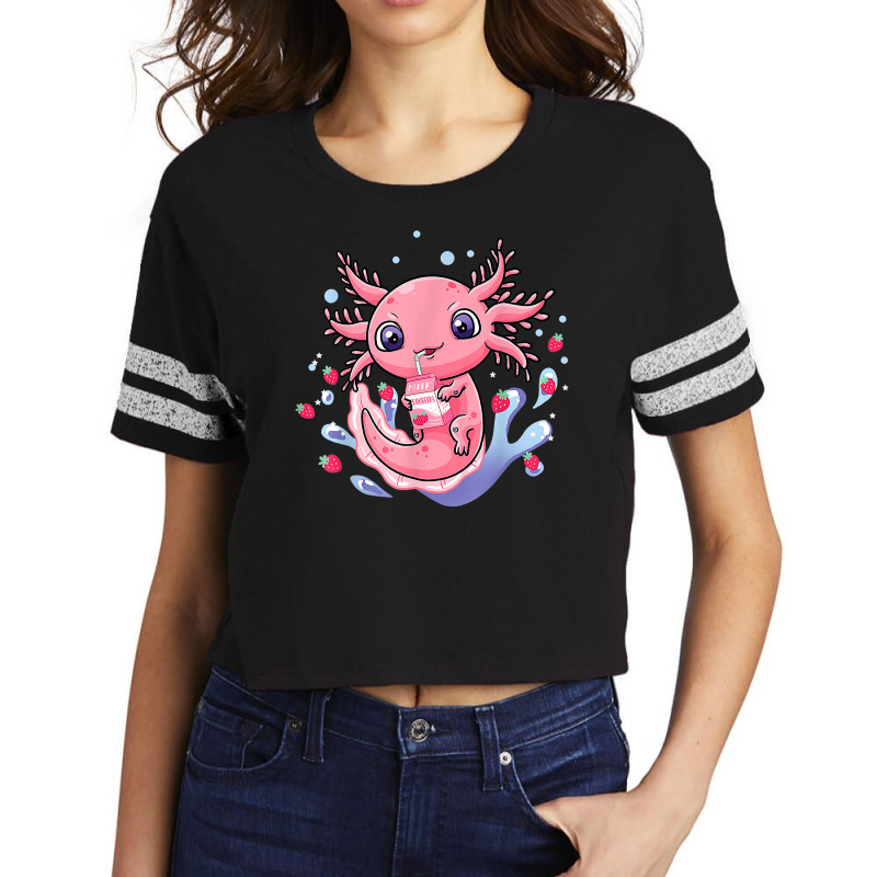 Axolotl Kawaii Axolotl Strawberry Milkshake Cartonss Japanese Anime 17 Scorecard Crop Tee by peafowl | Artistshot