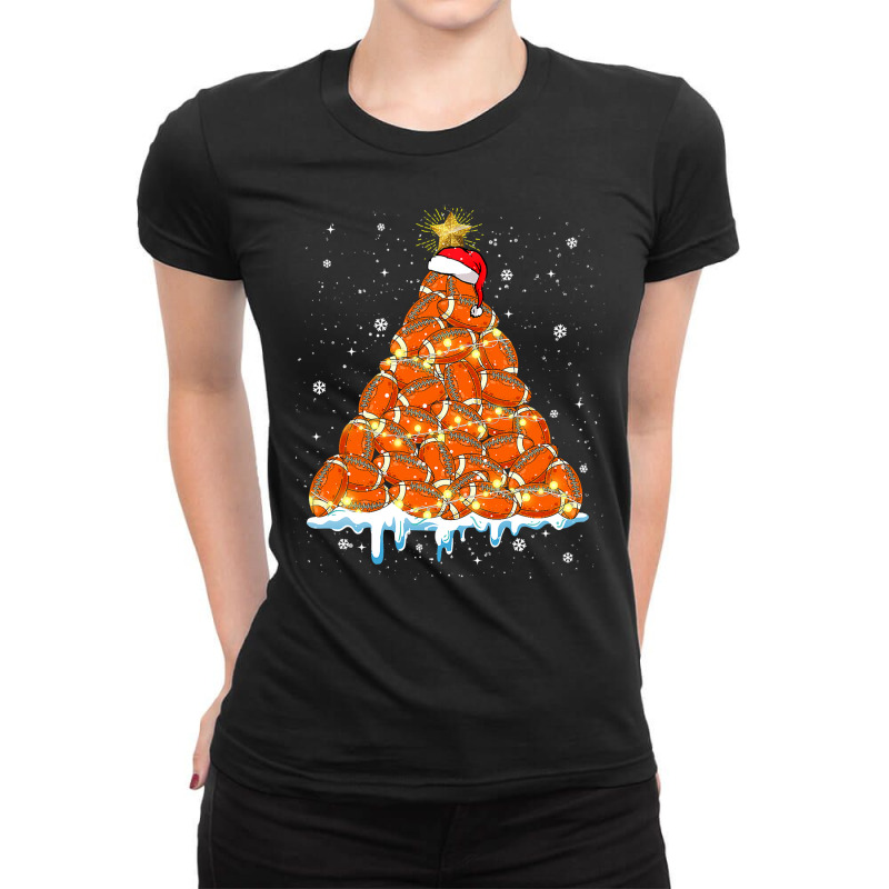 Football American Football Christmas Santa Hat Pajama Xmas Sporty 385 Ladies Fitted T-Shirt by hopelessoon | Artistshot