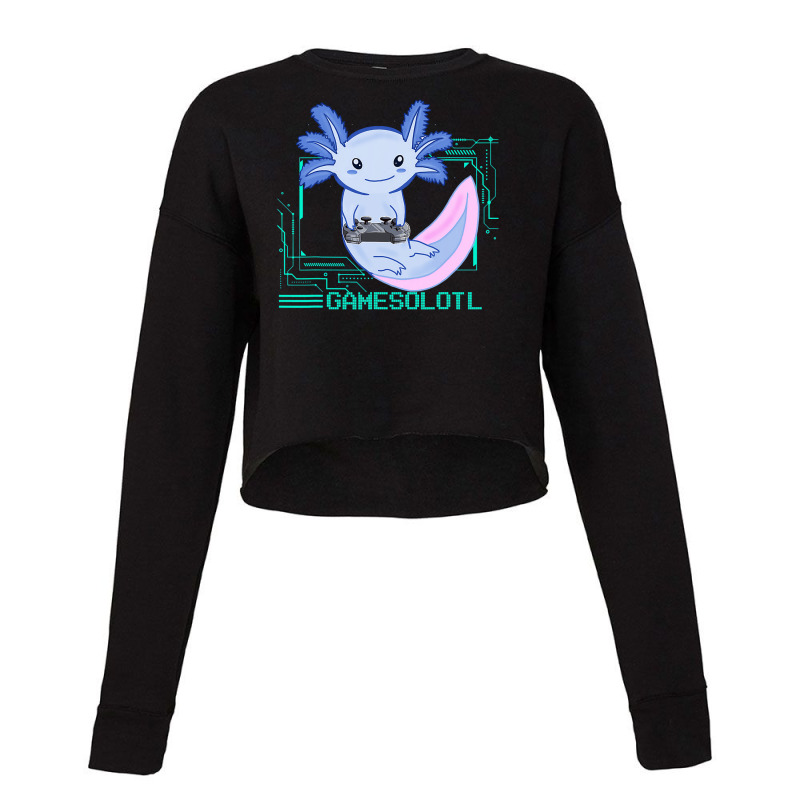 Axolotl Gamesolotl Gamer Axolotl Fish Playing Video Games Lizard 216 Cropped Sweater by peafowl | Artistshot