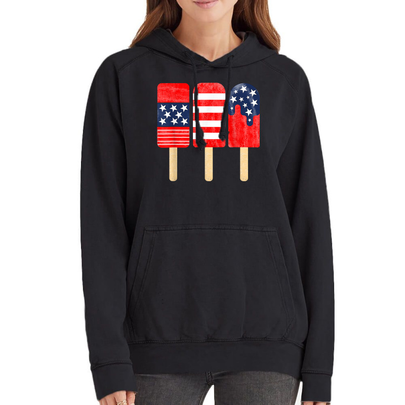 5th Of July Popsicle Red White Blue American Flag Patriotic Vintage Hoodie by fletcher | Artistshot