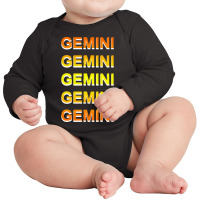 Zodiac Constellation T  Shirt Unique Gemini Zodiac Sign Repeated Text Long Sleeve Baby Bodysuit | Artistshot