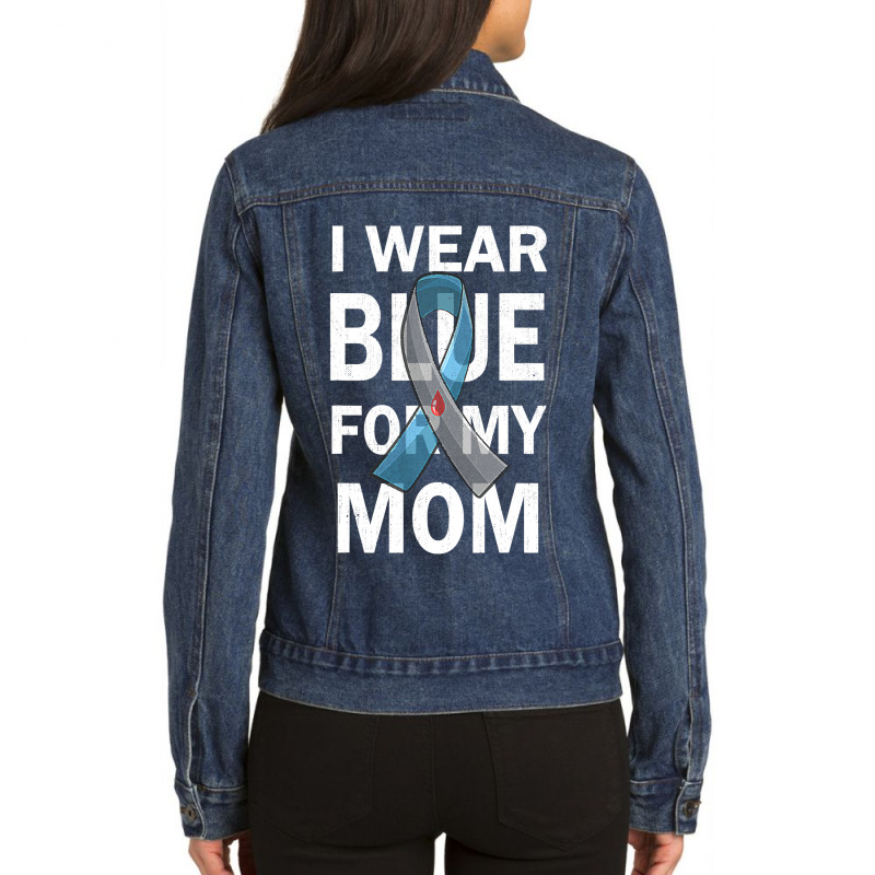 Diabetes Diabetic I Wear Blue For My Mom Diabetes Awareness Supporter Ladies Denim Jacket by golferu | Artistshot