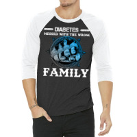 Diabetes Diabetic Warrior Family With Grey Blue Crush Hand 47 Diabetes 3/4 Sleeve Shirt | Artistshot