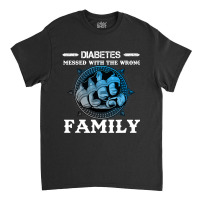 Diabetes Diabetic Warrior Family With Grey Blue Crush Hand 47 Diabetes Classic T-shirt | Artistshot