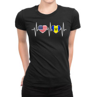 Barbados Usa Shirt Heartbeat America Barbadian Flag Bajan T Shirt Ladies Fitted T-shirt | Artistshot