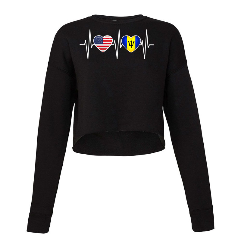 Barbados Usa Shirt Heartbeat America Barbadian Flag Bajan T Shirt Cropped Sweater by tandonwelters | Artistshot