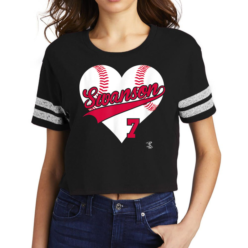 Custom Dansby Swanson Baseball Heart Gameday T Shirt Scorecard