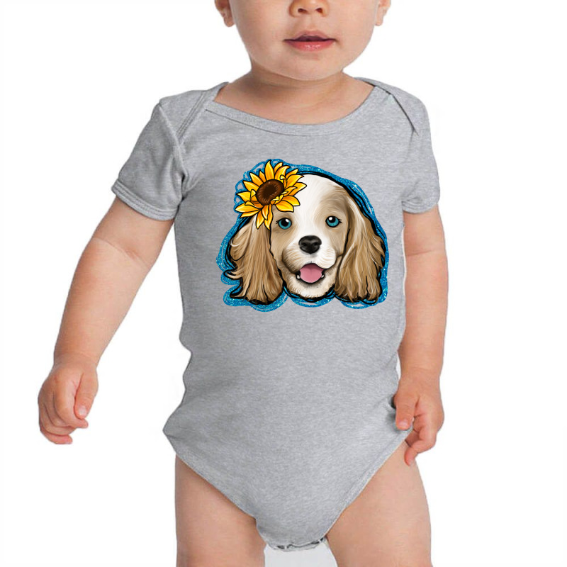 Cocker Spaniel Sunflower Baby Bodysuit by Jasminsmagicworld | Artistshot