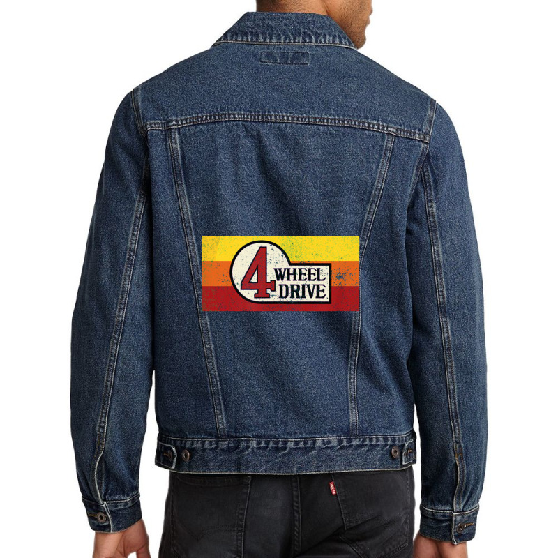 4 Wheel Drive Vintage 4x4 Overland Emblem With Stripes 4wd Men Denim Jacket by komporgass | Artistshot