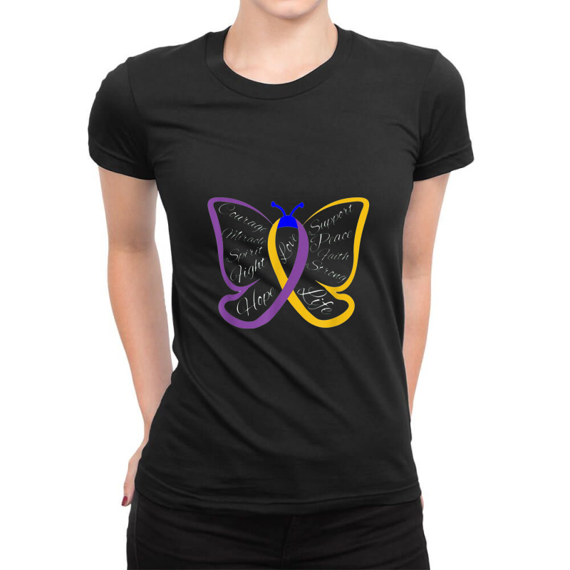 Fight Bladder Cancer Awareness Butterfly Ladies Fitted T-Shirt by kabelistrik | Artistshot