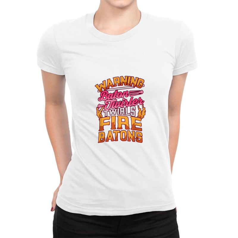 Fire Baton Twirling For Majorette Dance Girl Ladies Fitted T-Shirt by kabelistrik | Artistshot