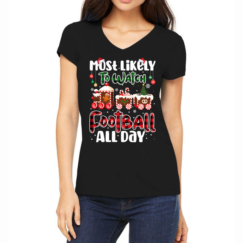 Football Matching Most Likely To Watch Football All Day Christmas 104 Women's V-Neck T-Shirt by hopelessoon | Artistshot