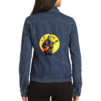 Franken Guitar Frankenstein Plays Electric Guitar Halloween Premium Ladies Denim Jacket | Artistshot