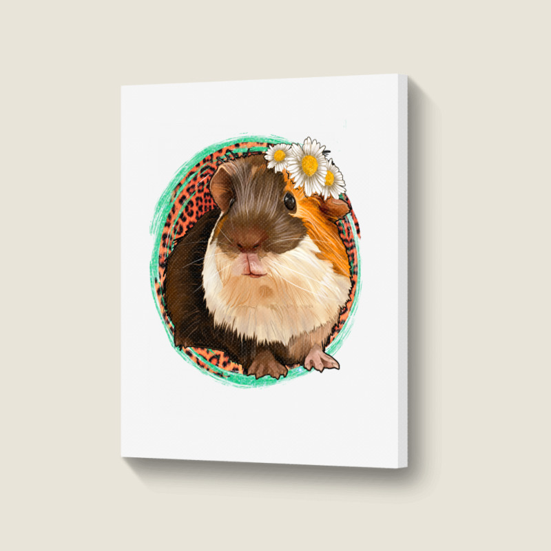 Floral Leopard Guinea Pigs Portrait Canvas Print | Artistshot