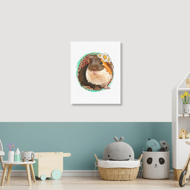 Floral Leopard Guinea Pigs Portrait Canvas Print | Artistshot