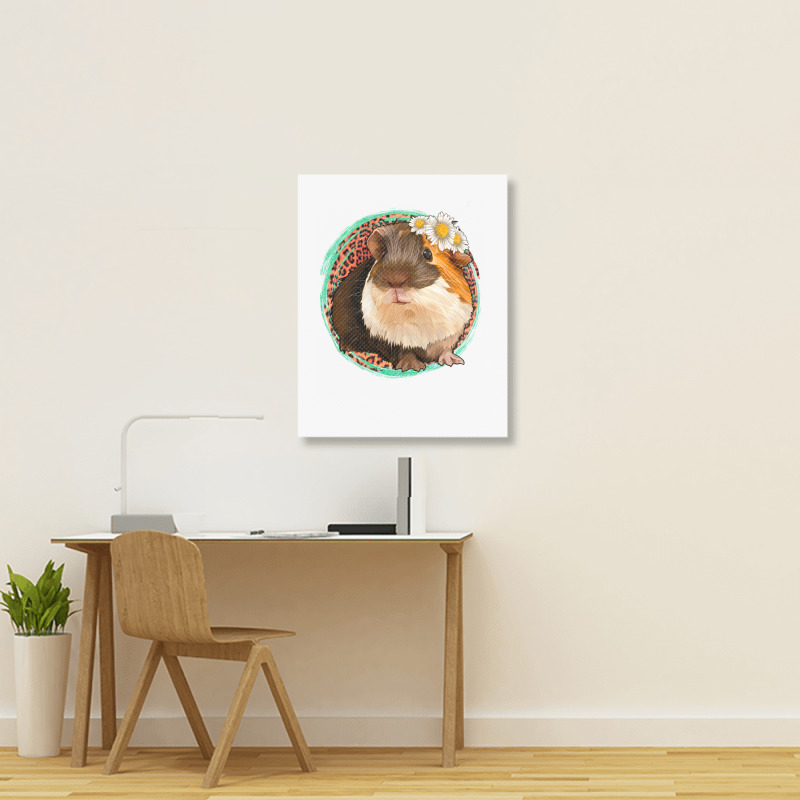 Floral Leopard Guinea Pigs Portrait Canvas Print | Artistshot